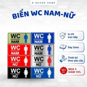 Biển  vệ sinh, toilet, WC Nam/Nữ, bằng chất liệu Alu xước bạc 3 li cao cấp